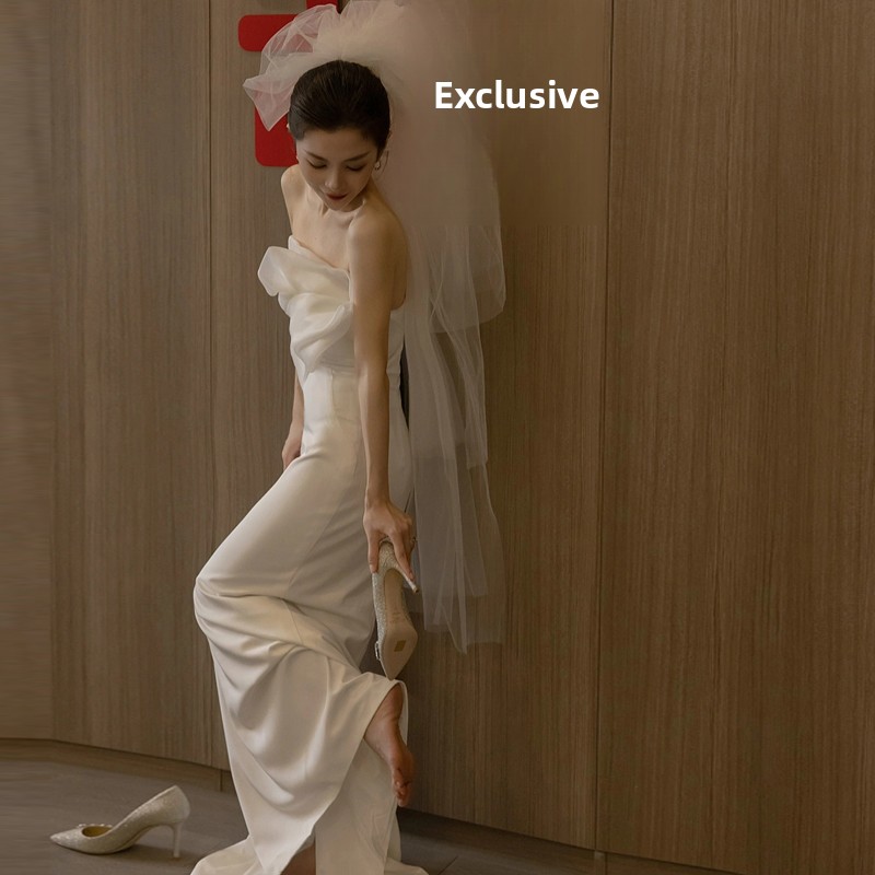 Photography Young - Elegant Satin Wedding Dress Bridal Gown