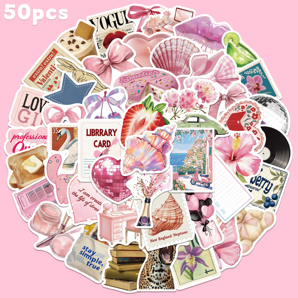50pcs Pink Bow Sticker Fashion - Photography Magazine 评论和价格