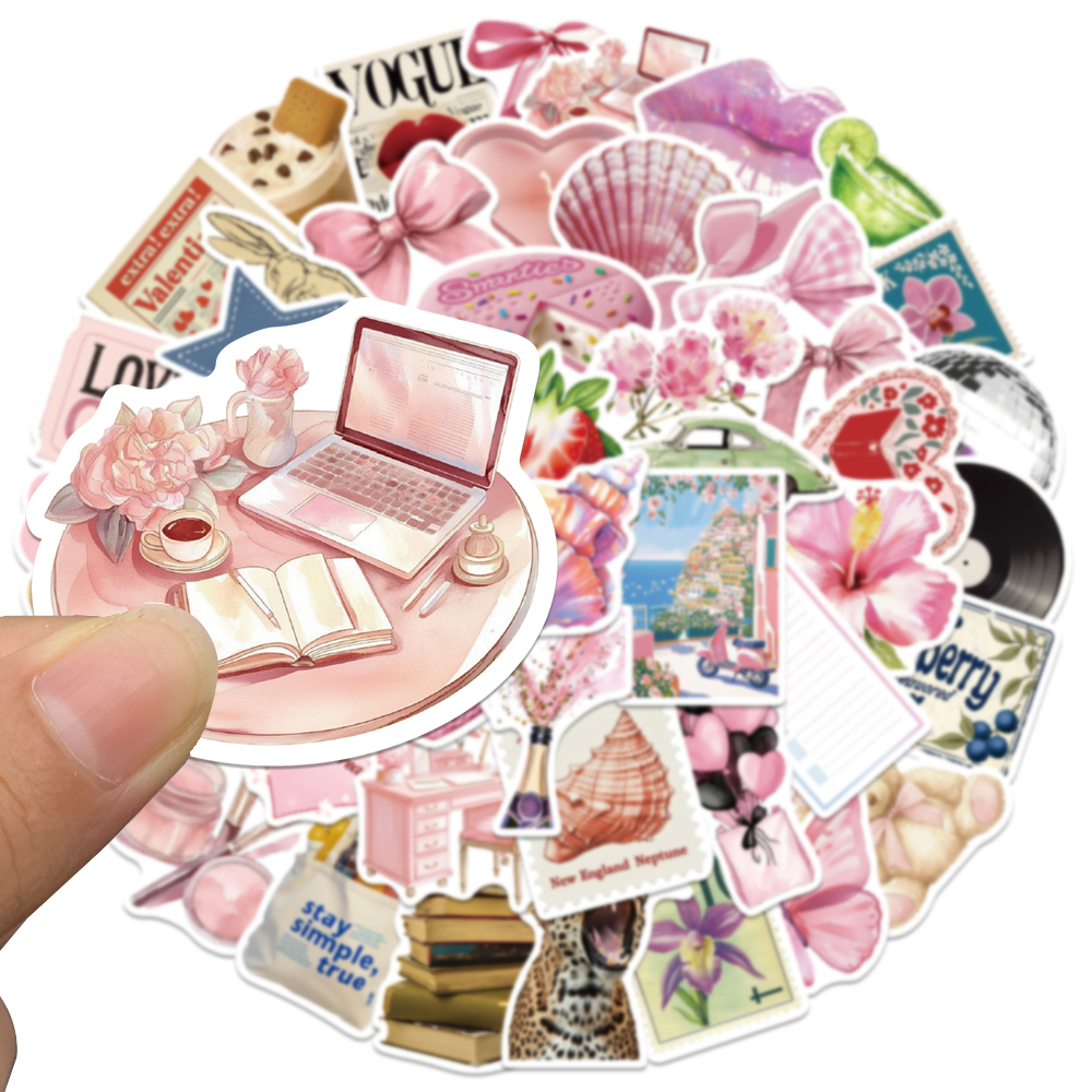50pcs Pink Bow Sticker Fashion - Photography Magazine 评论和价格