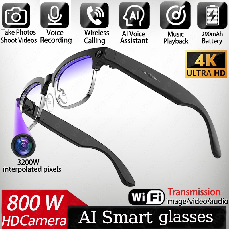 4K Smart AI Glasses 8MP Camera - Photography Japanese 评论和价格