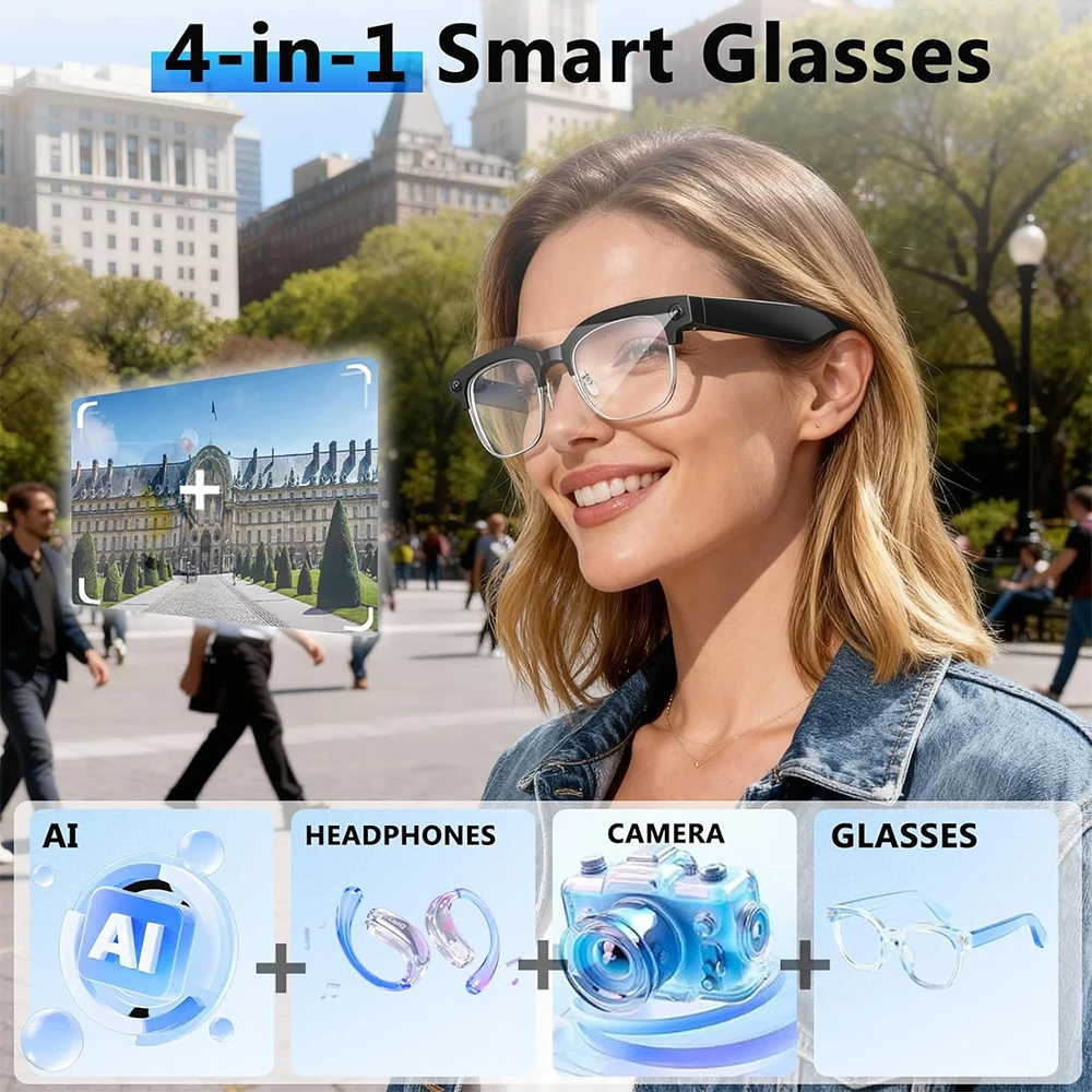4K Smart AI Glasses 8MP Camera - Photography Japanese 评论和价格