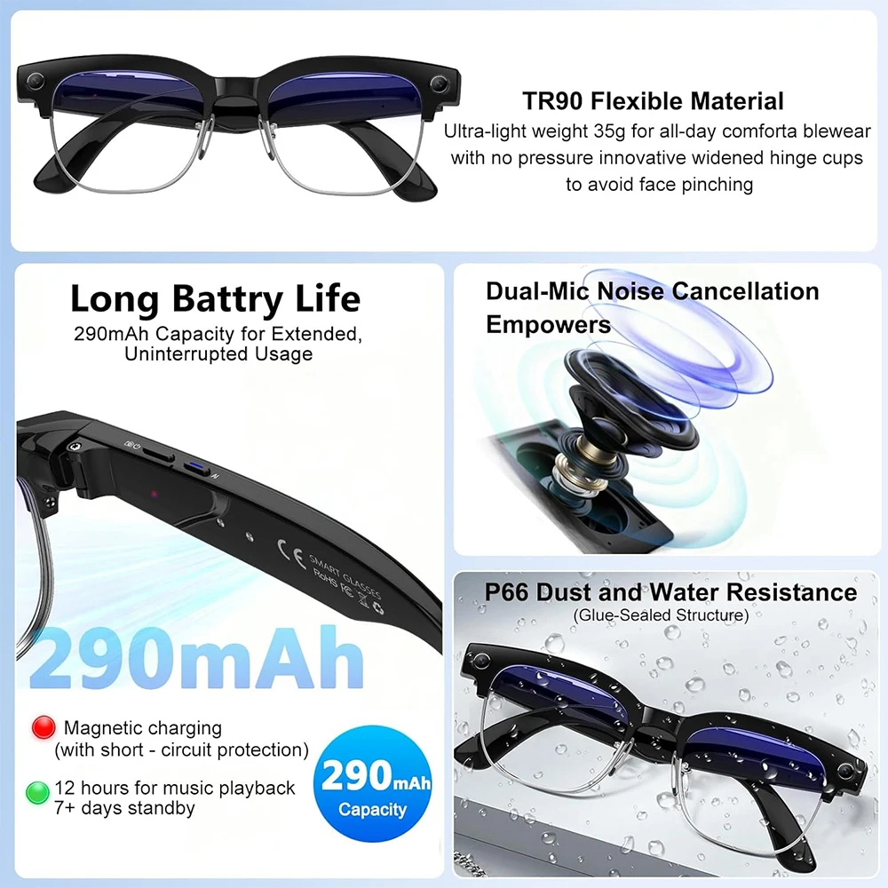 4K Smart AI Glasses 8MP Camera - Photography Japanese 评论和价格