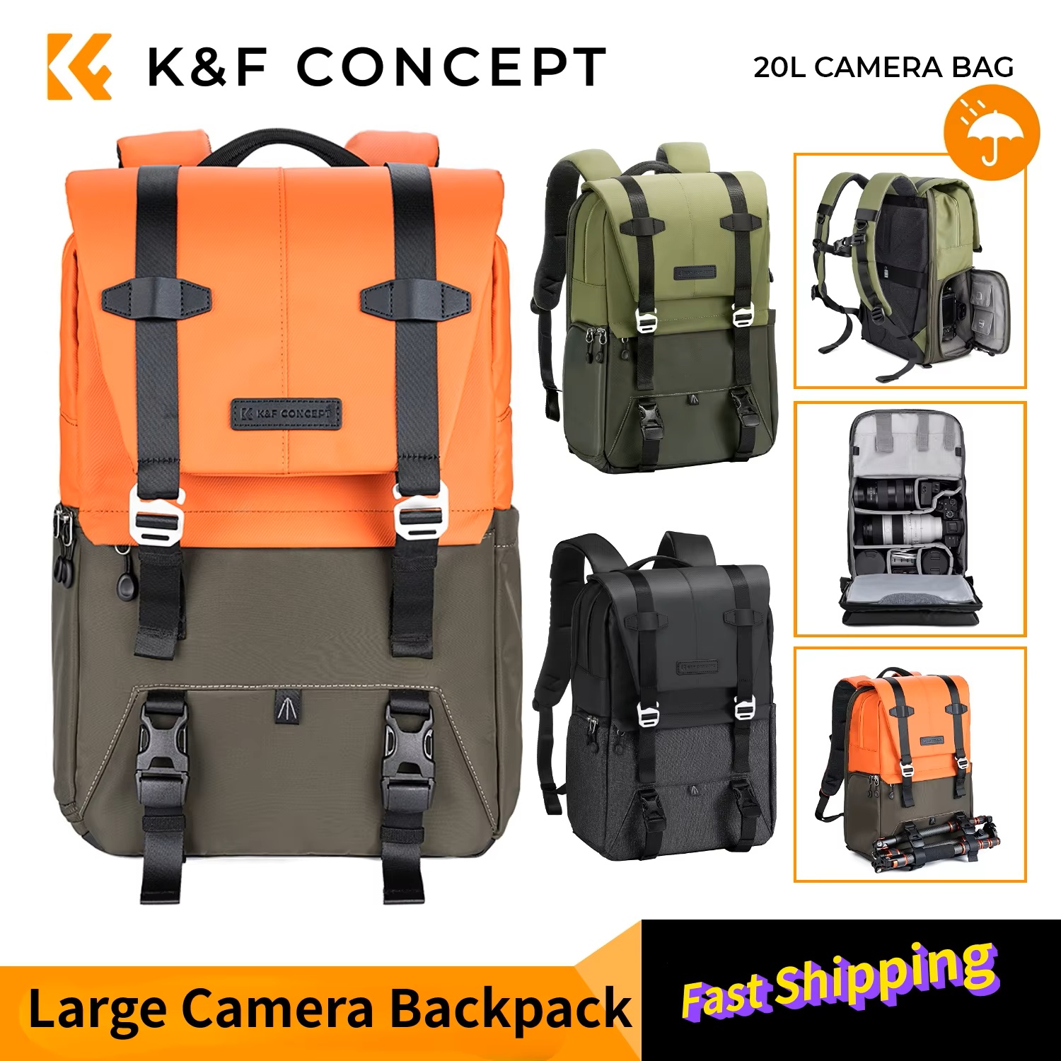 K&F CONCEPT Camera Backpack Tr - Photography Camera 评论和价格