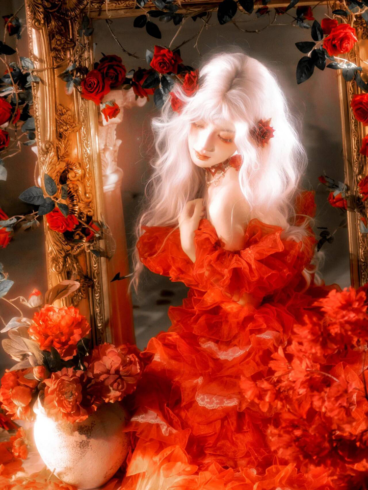 Retro Baroque Style Red Dress  - Photography Young 评论和价格