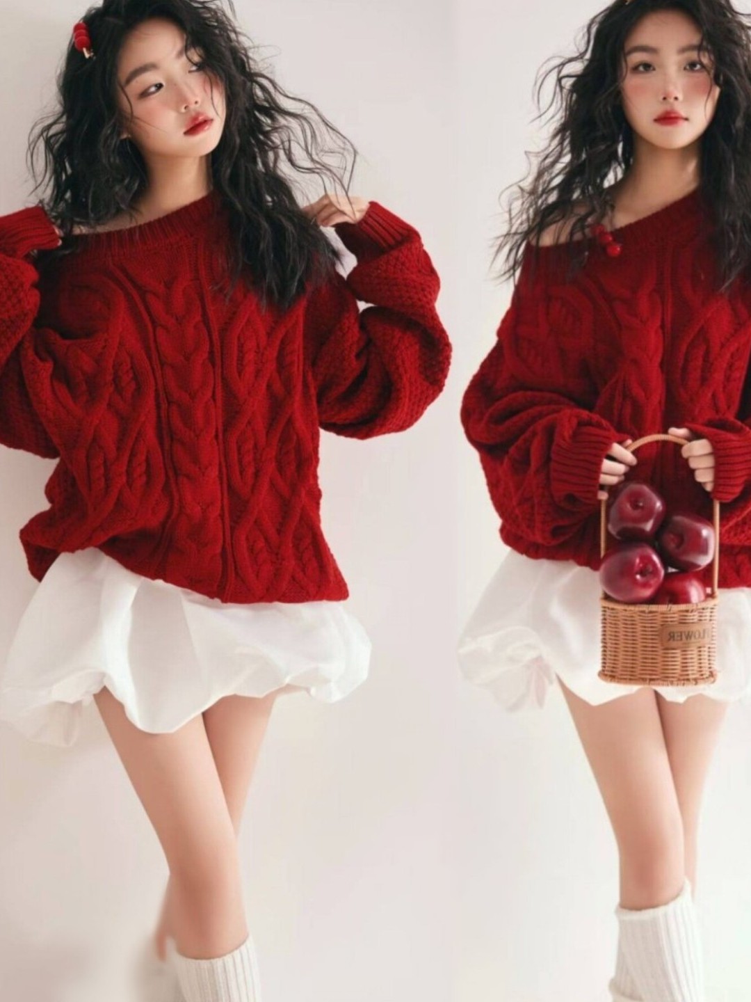 Red Sweater Girl Studio Art Ph - Photography Young 评论和价格