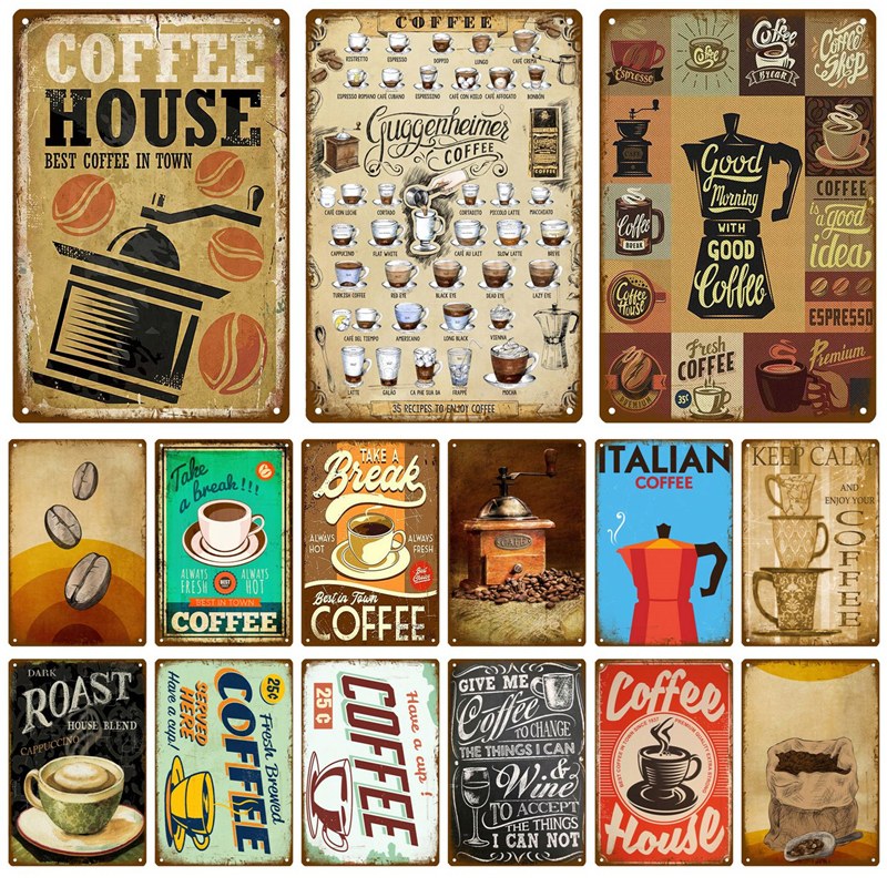 Metal Sign Retro Decor Coffee  - Photography Coffee 评论和价格
