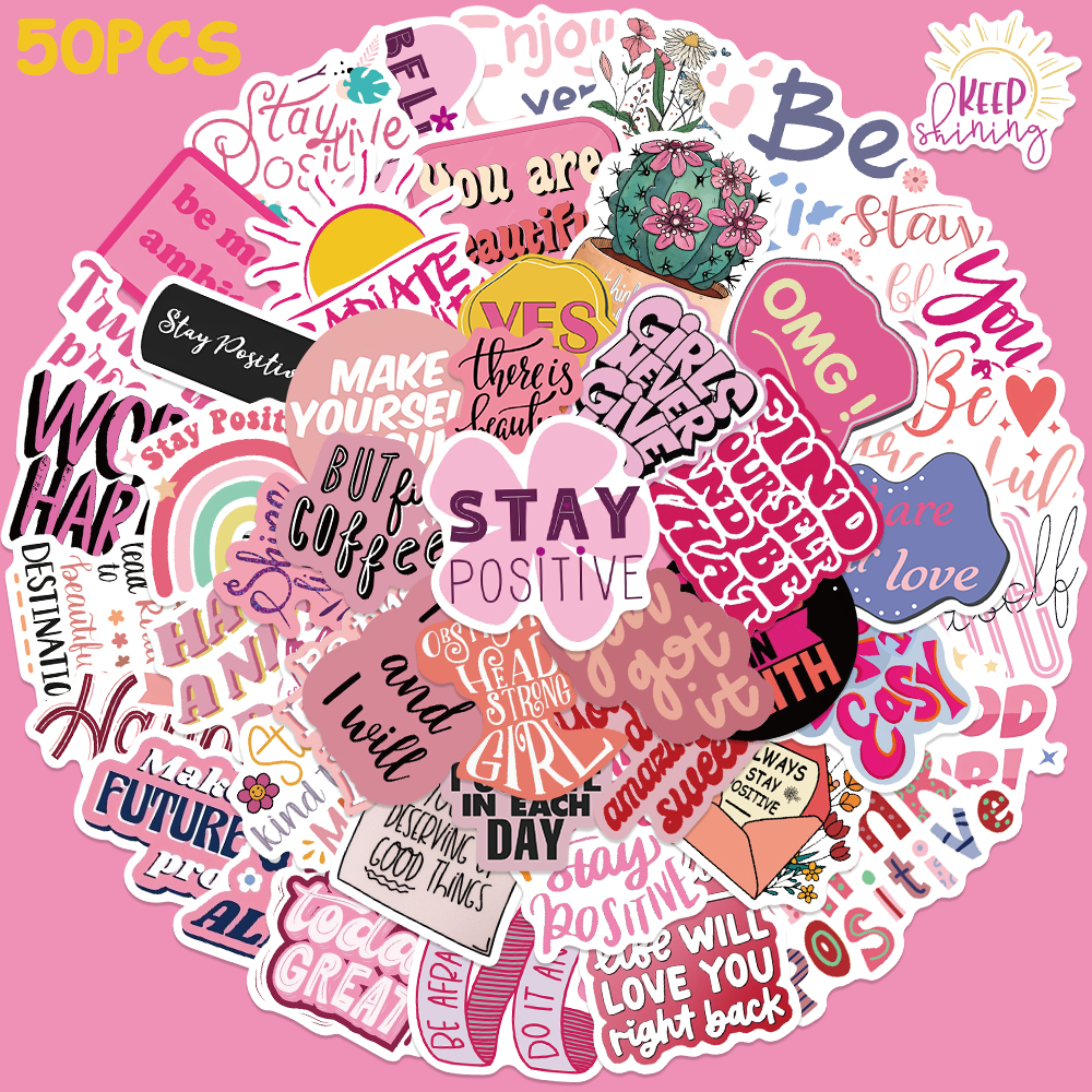 50pcs Pink Inspirational Phras - Photography Magazine 评论和价格