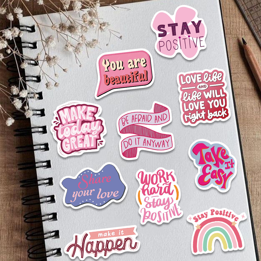 50pcs Pink Inspirational Phras - Photography Magazine 评论和价格